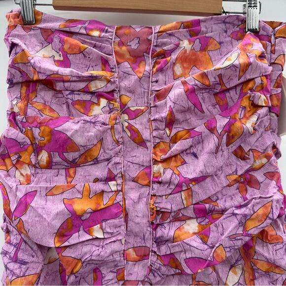 Isabel Marant Jupe Milendi Pink Floral Print Ruched Mini Skirt Sz 42 / US 10 NEW - Picture 3 of 9